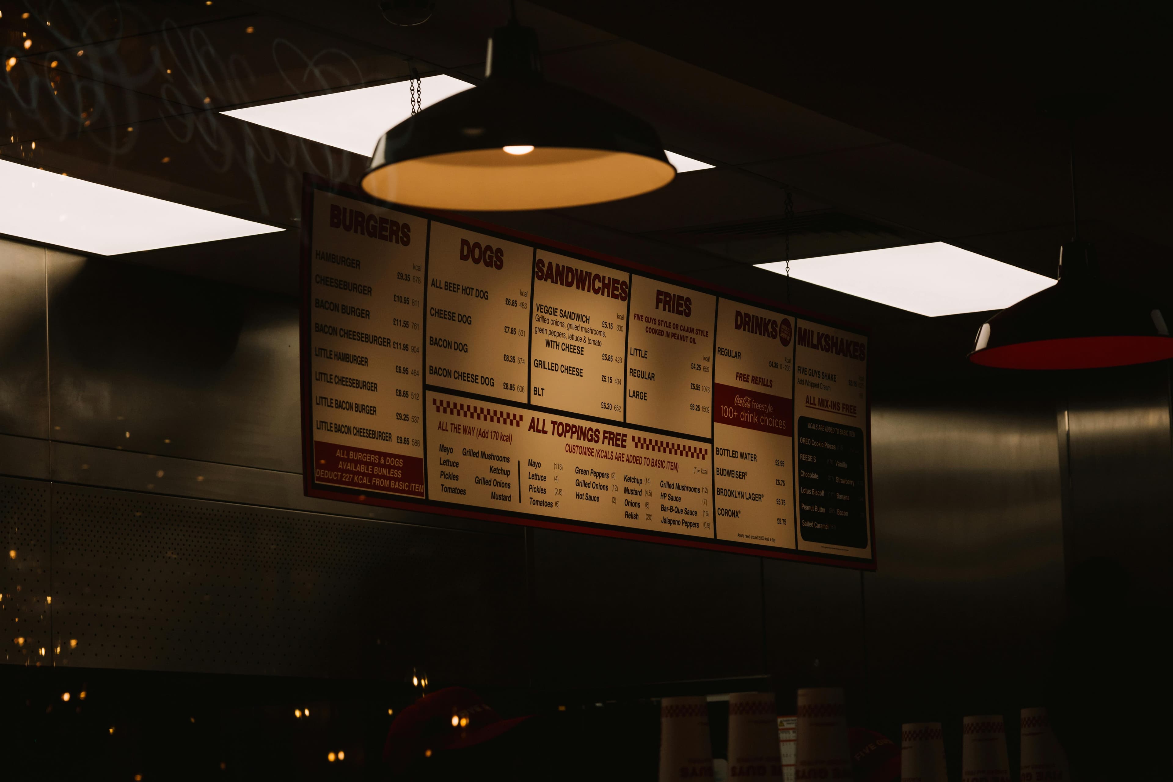In-N-Out Burger menu board displaying various menu items