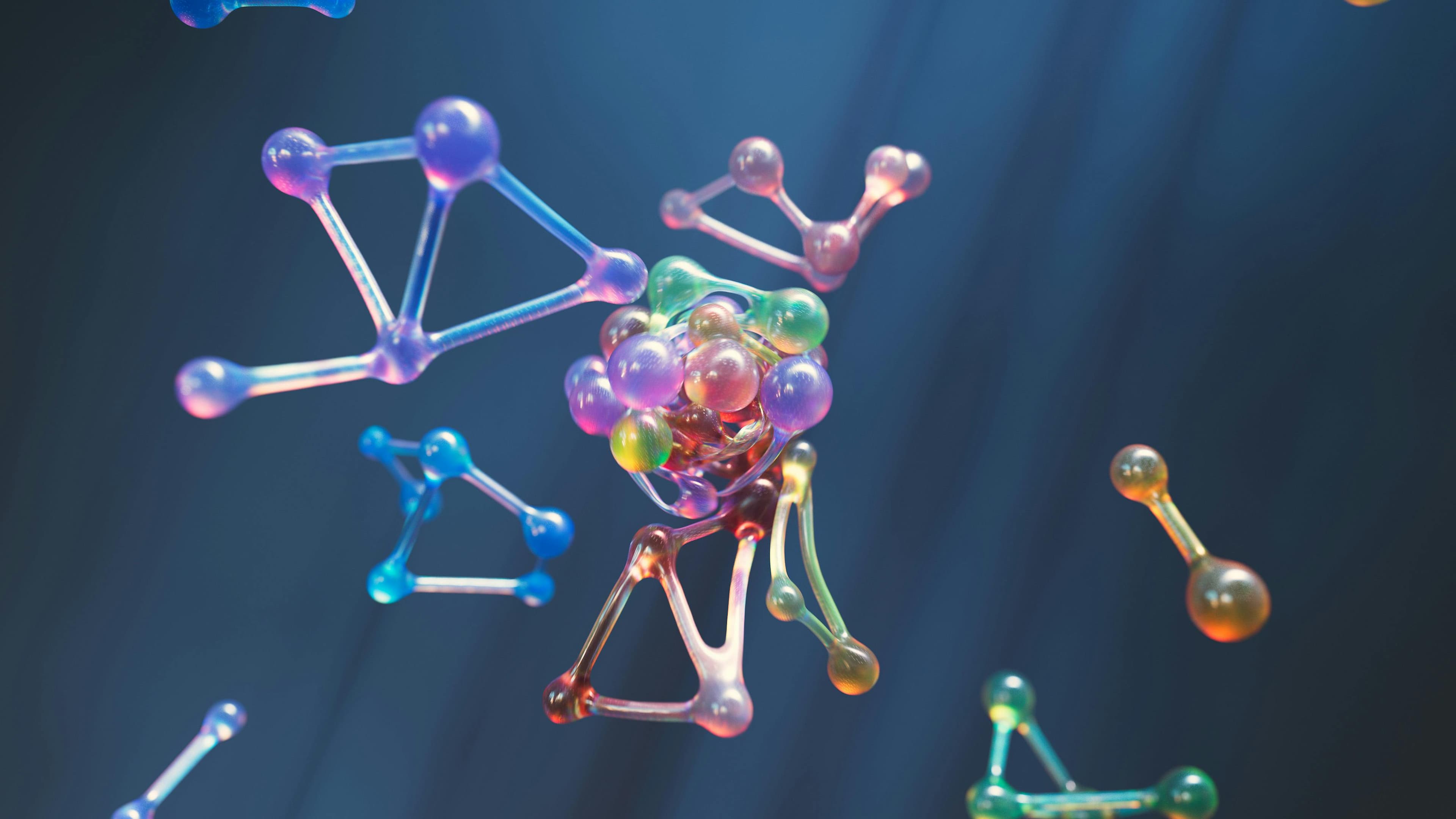 Illustration of a thyroid gland with levothyroxine molecules