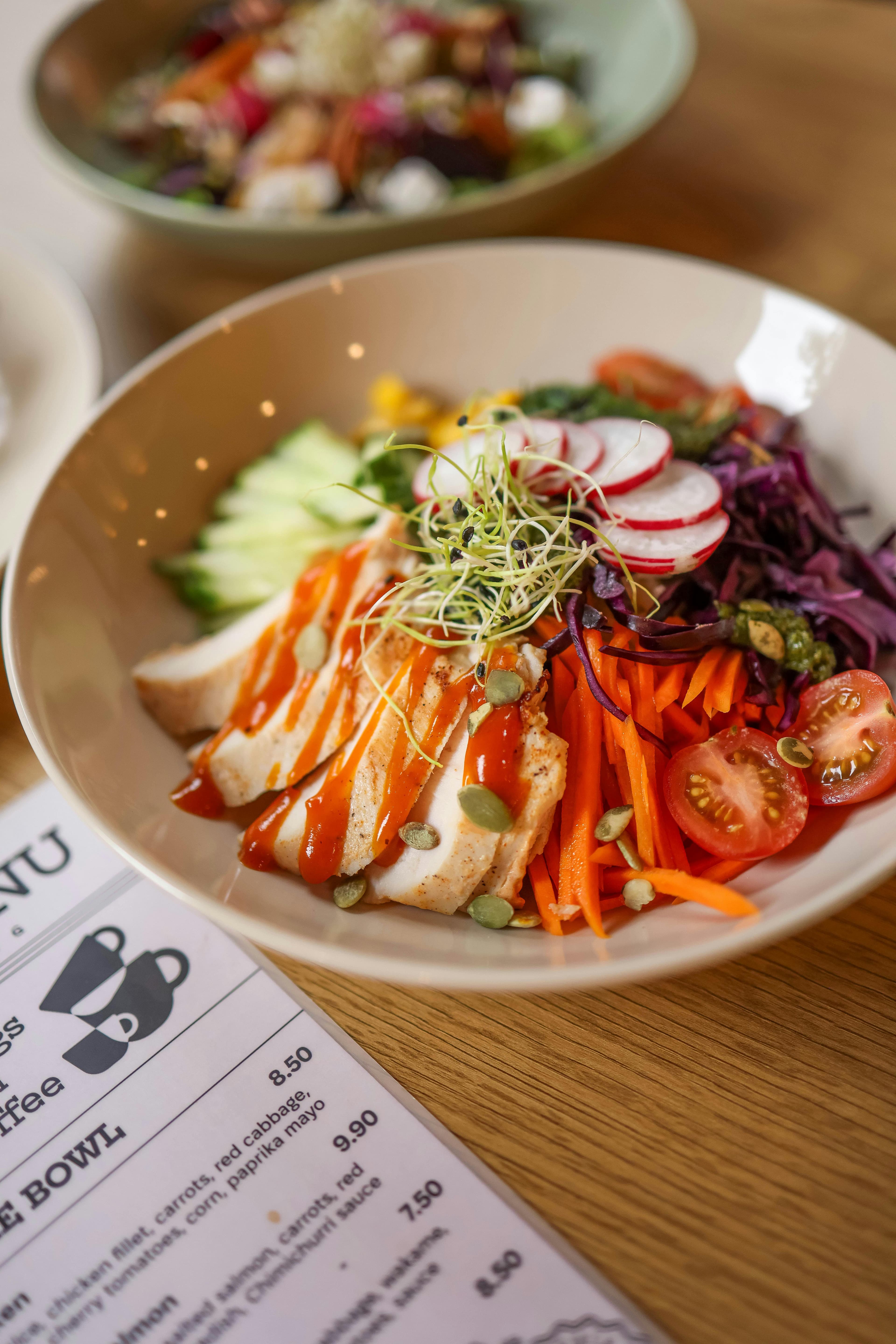 A colorful array of fruits, vegetables, and fish known to be beneficial for respiratory health
