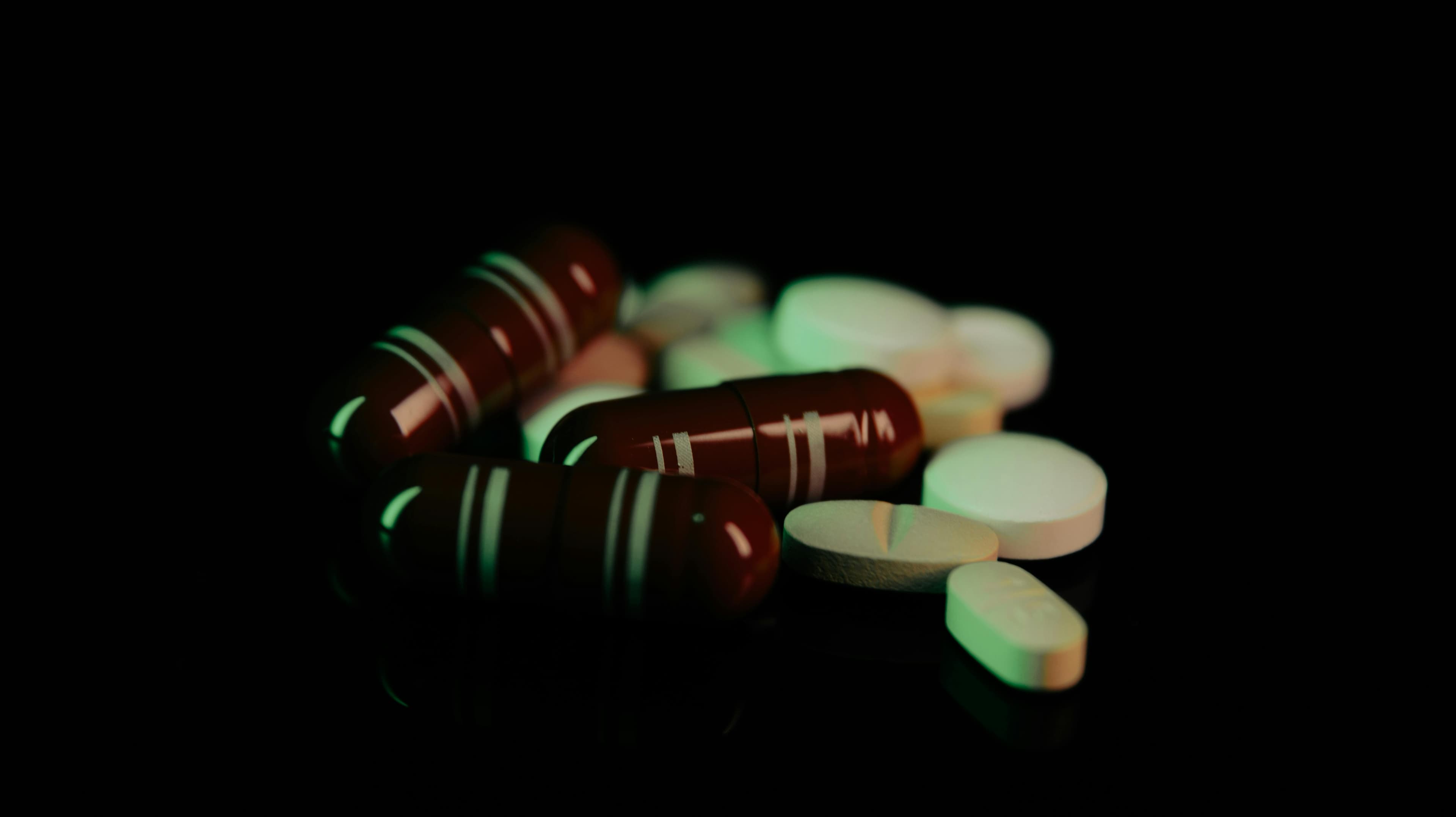 Different types of antibiotic pills and capsules