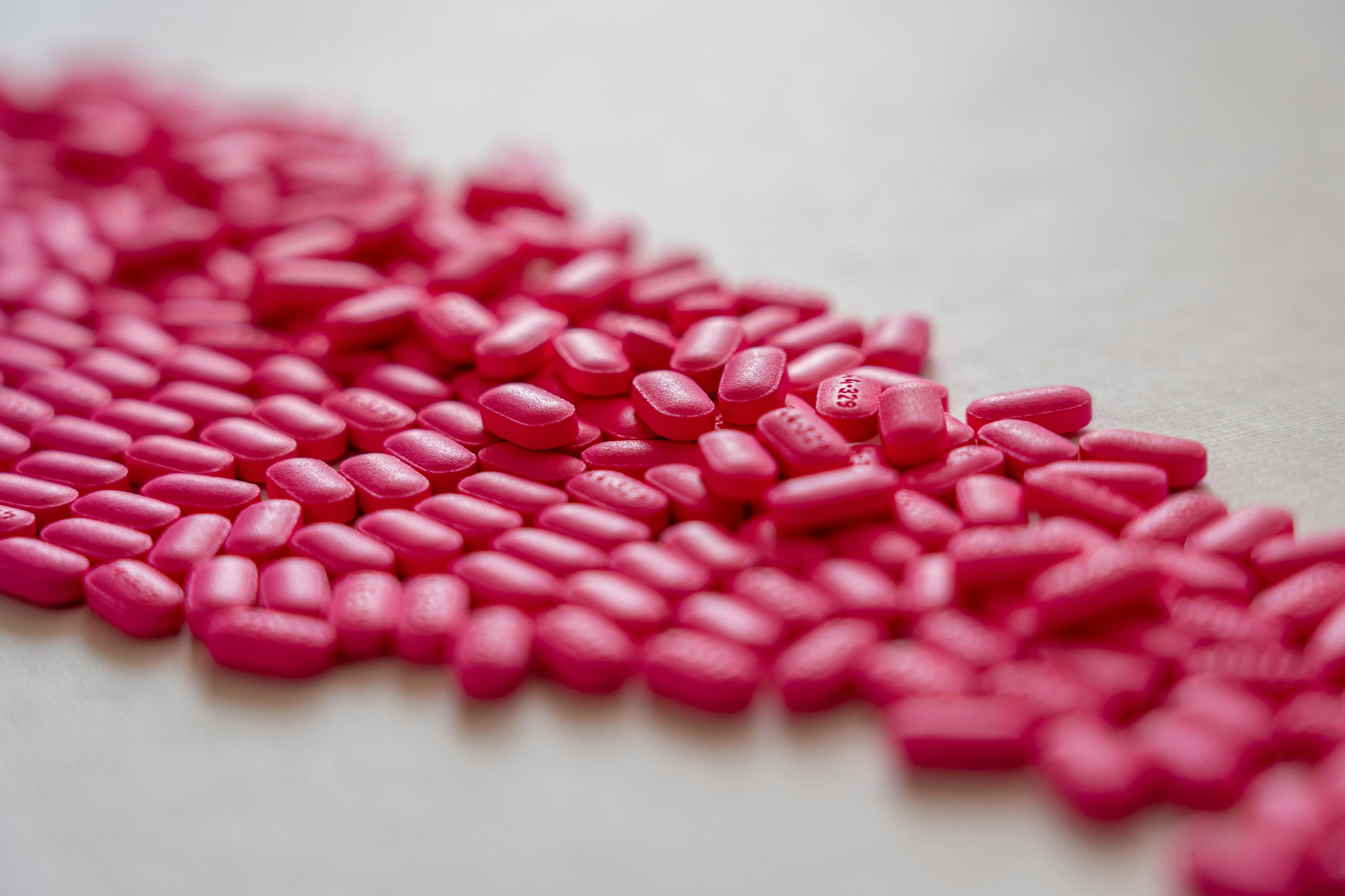 Various antihistamine medications displayed on a table