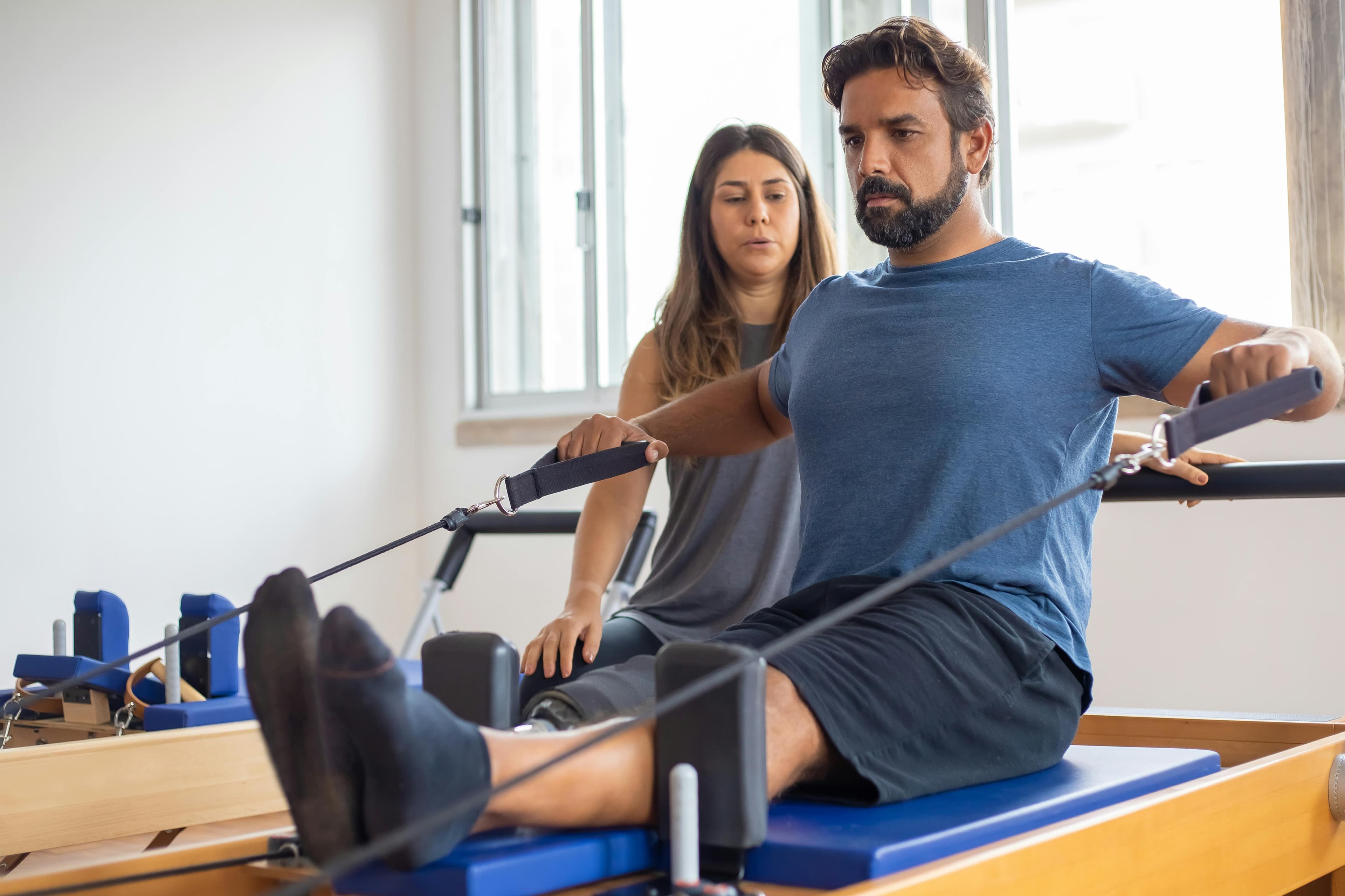 Person demonstrating a vestibular rehabilitation exercise