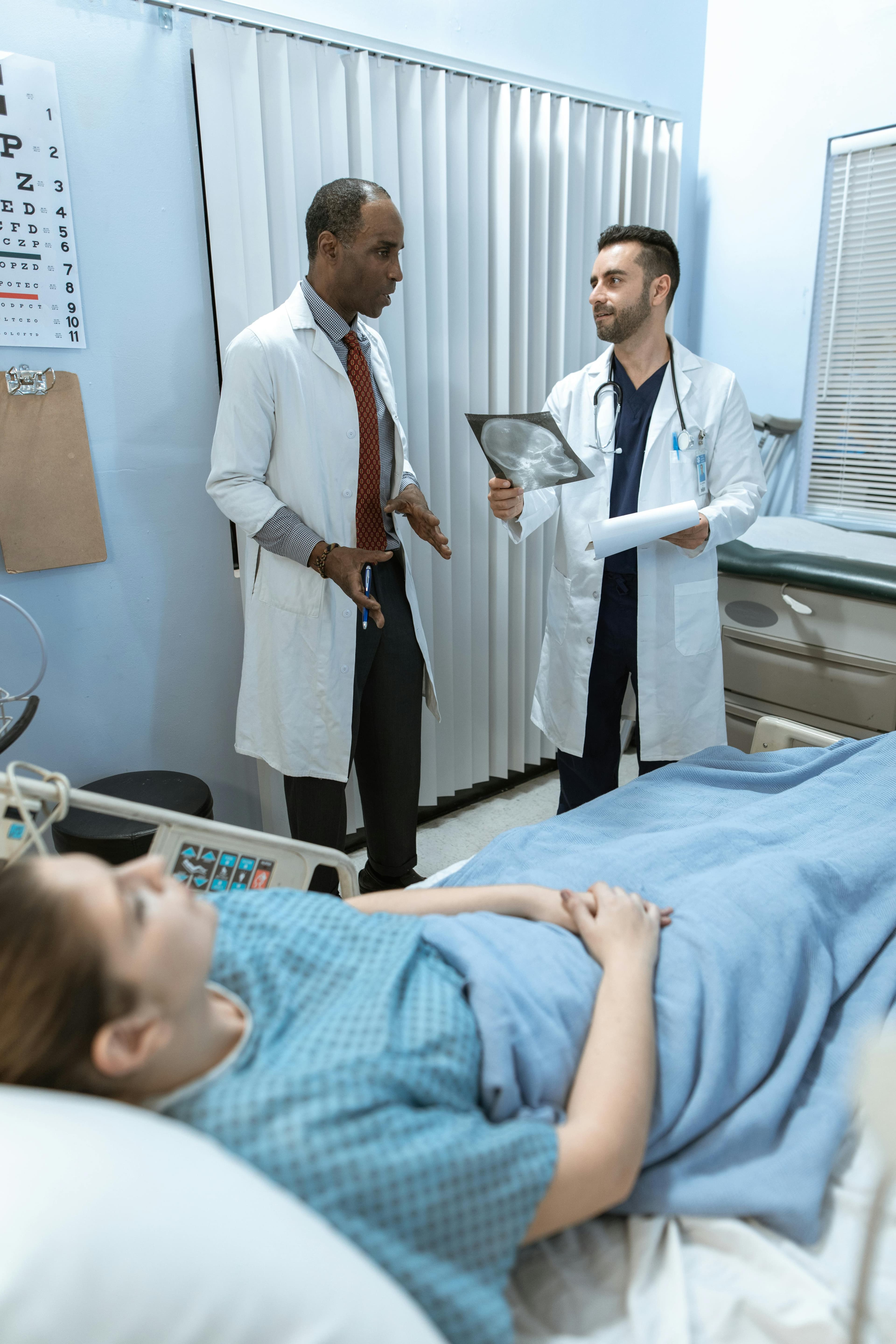 A healthcare professional discussing lab results with a patient in a comfortable consultation room
