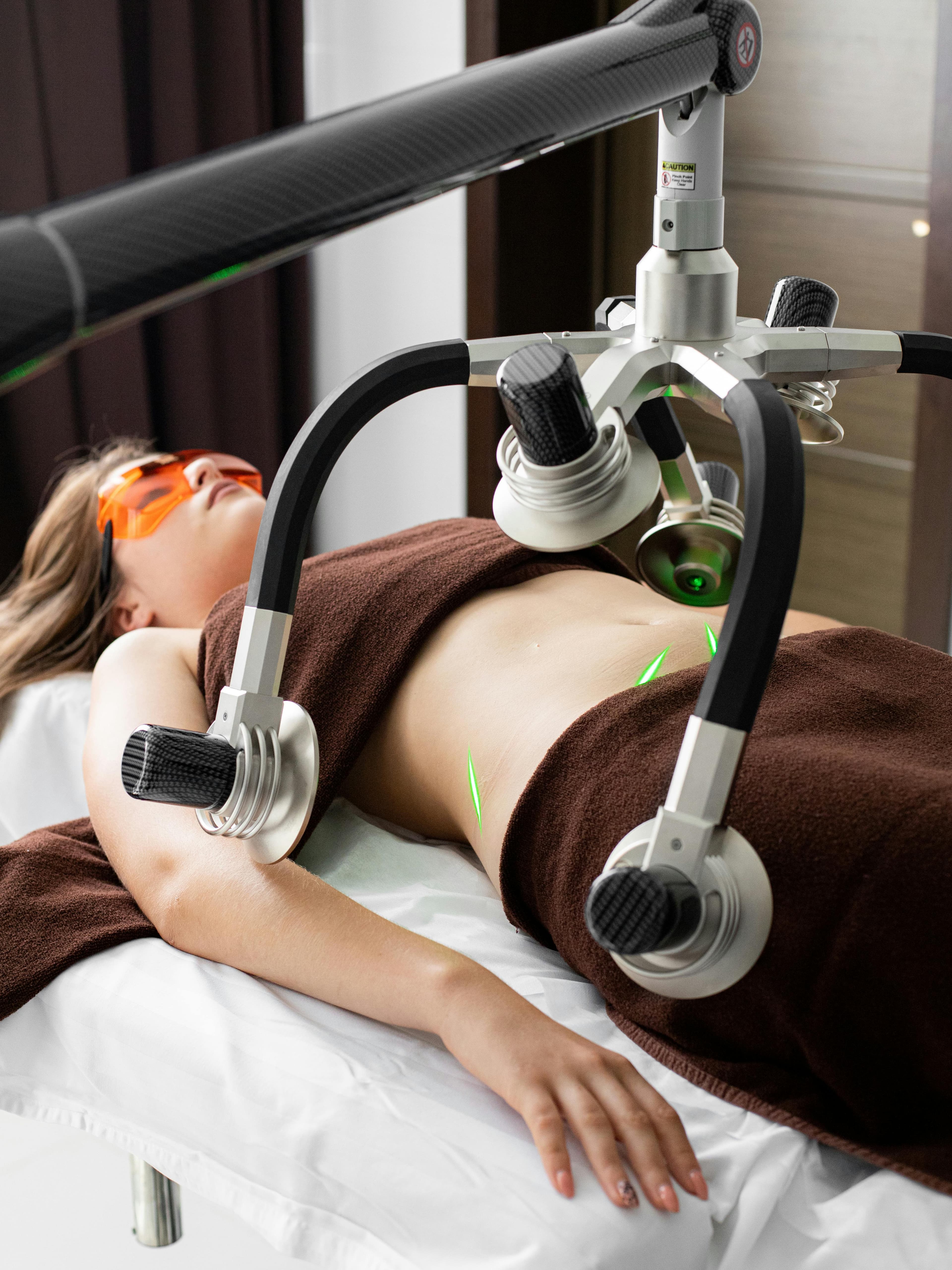 Patient resting with eyes closed after laser photocoagulation treatment