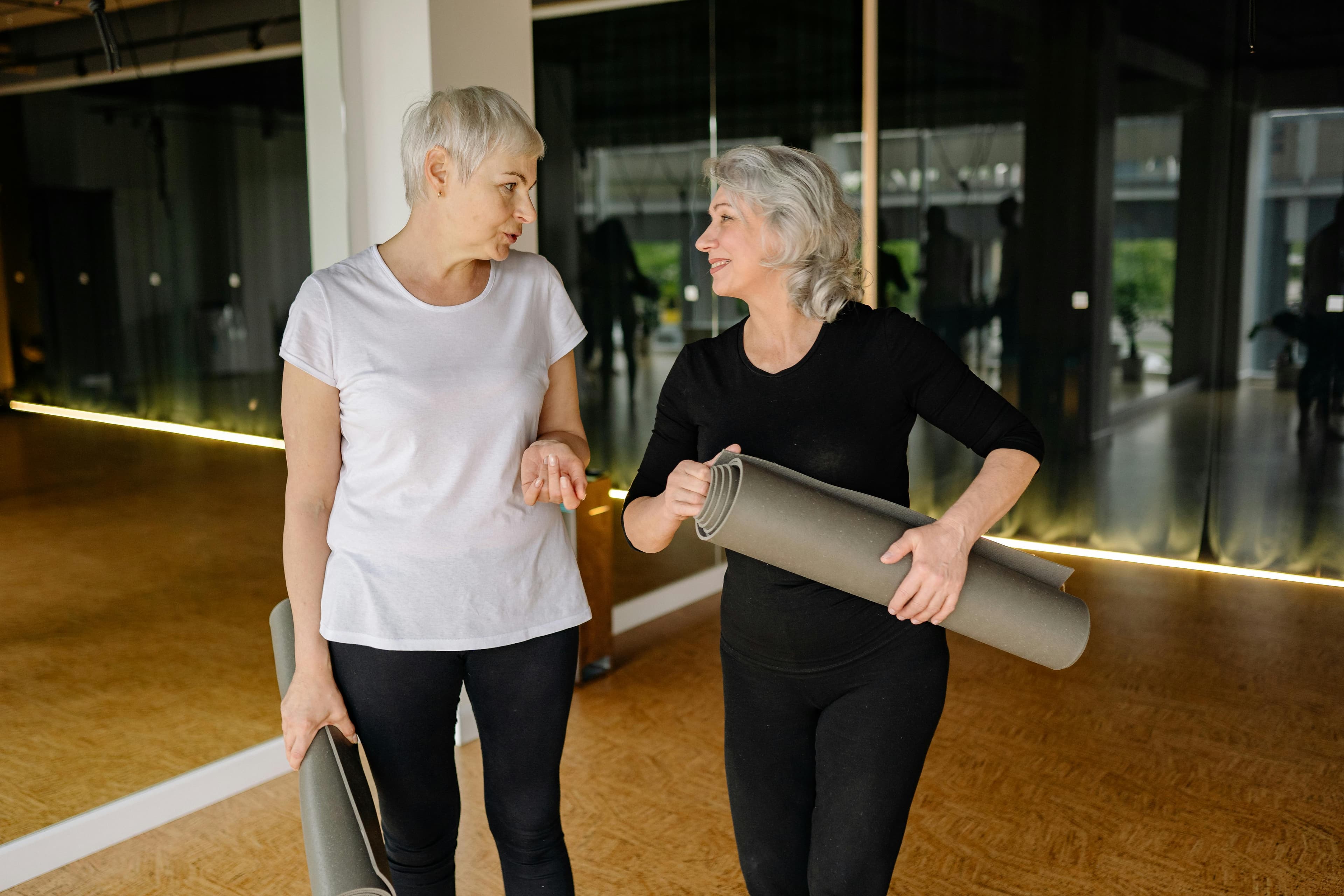 Senior woman engaging in exercise and healthy eating habits