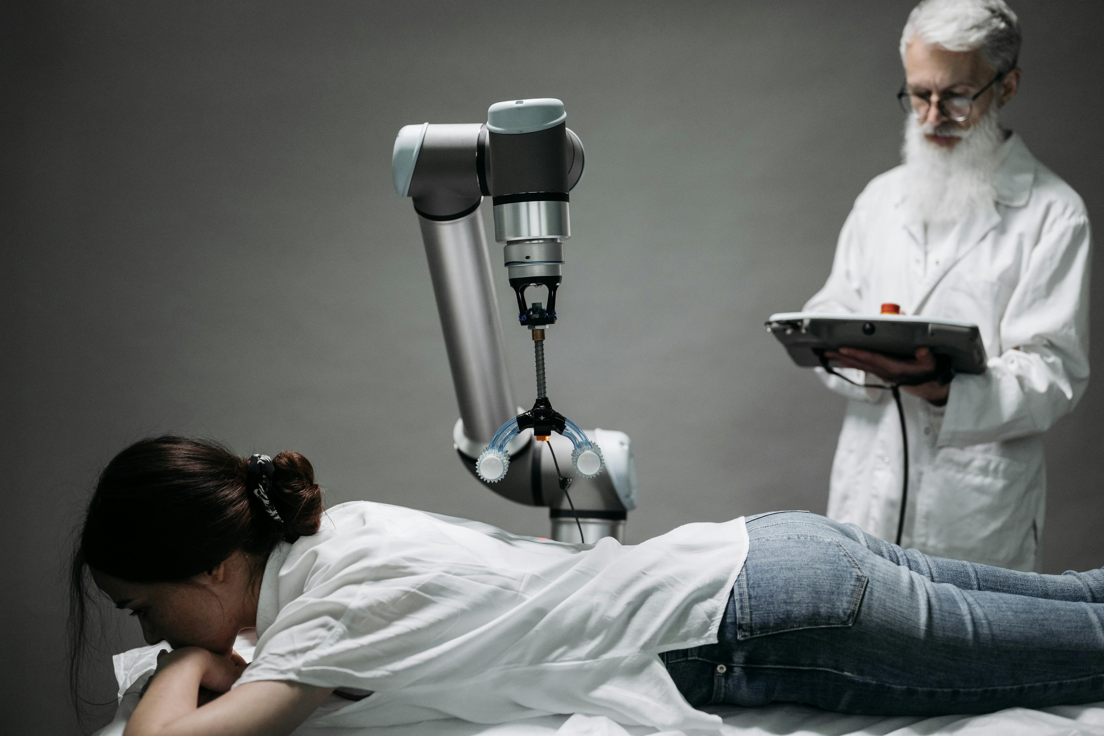 Futuristic medical lab with advanced technology for personalized treatment