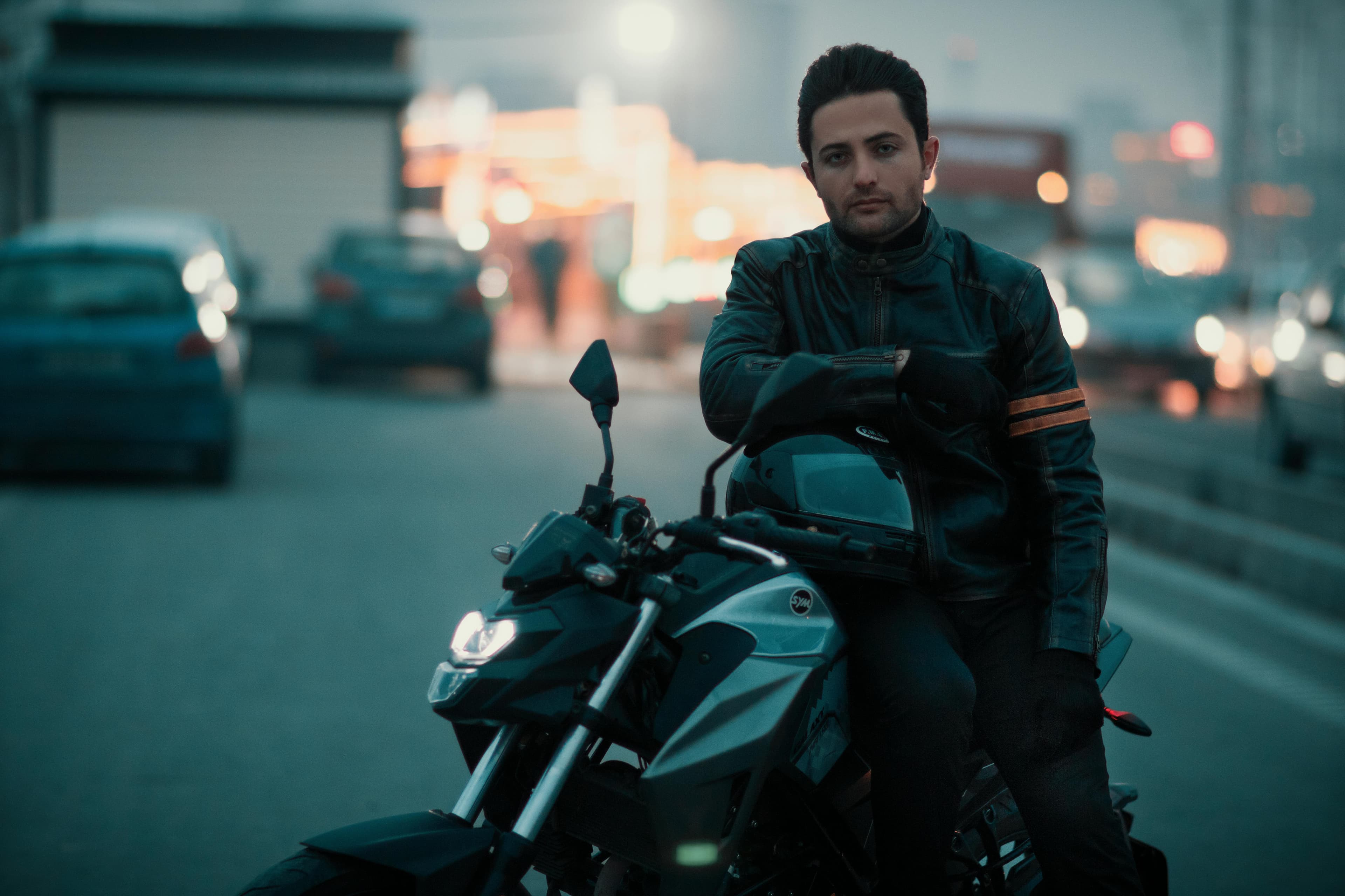 A motorcycle with additional lighting for improved visibility on the road