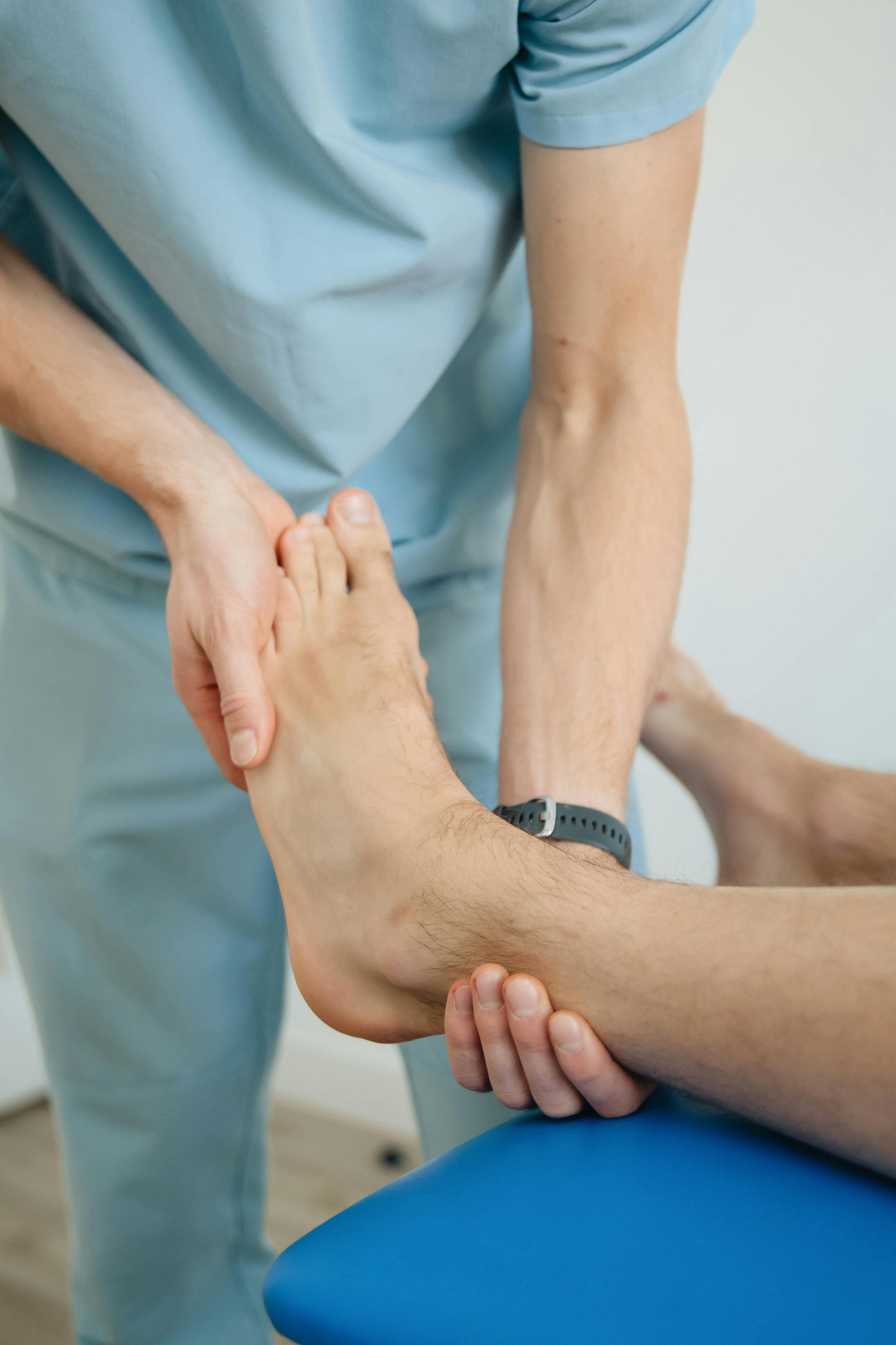 Patient undergoing rehabilitation exercises after Achilles tendon repair